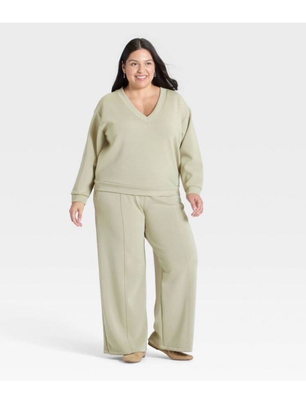 a new day Light Sage V-Neck Sweater